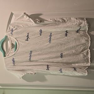 Lucky Brand white short sleeve top t-shirt size 2X embroidered